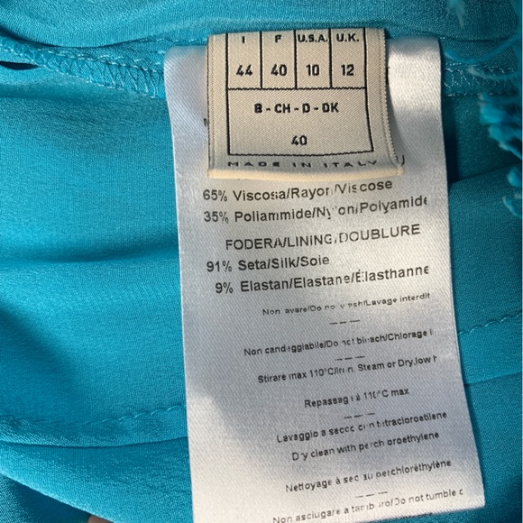 Emilio Pucci Blue Sheath Lace Wrap Dress Short Sleeve SILK Lining - Size US 10 - Picture 13 of 14